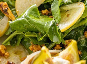 Baked Figs Wrapped in Pancetta with Goat’s Cheese & Nashi Pears